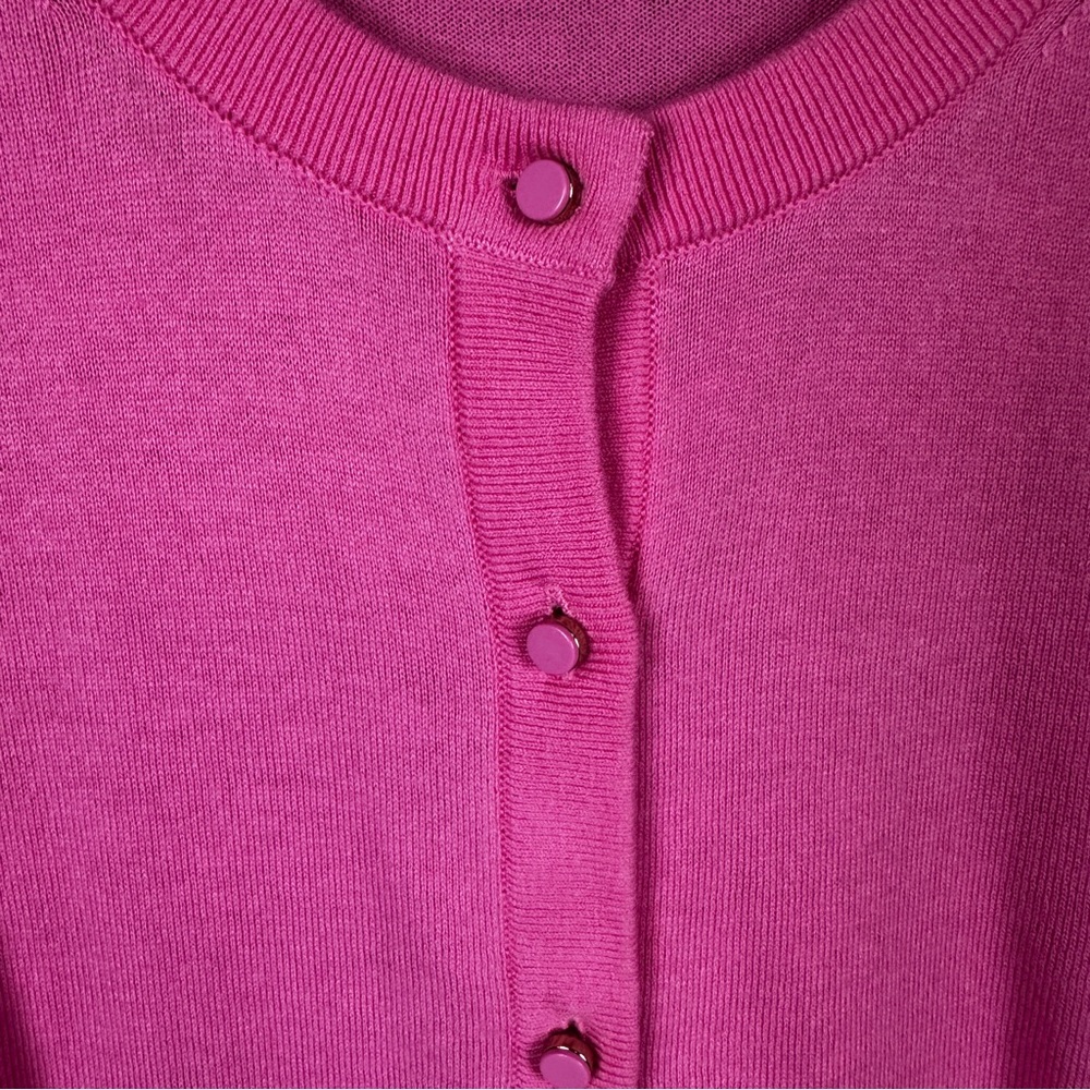 Kate Spade hot pink light weight cardigan bow on cuffs size small - Picture 4 of 8